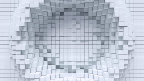 Abstract background with white moving cubic surface.