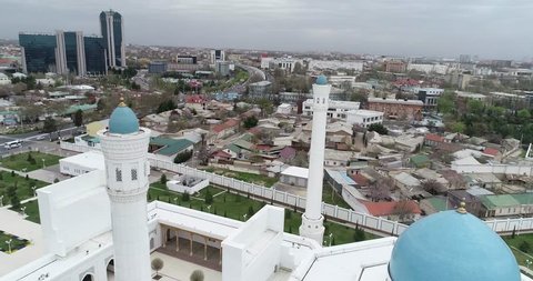 Uzbekistan Tashkent Minor largest masjidi Aerial cityscape.