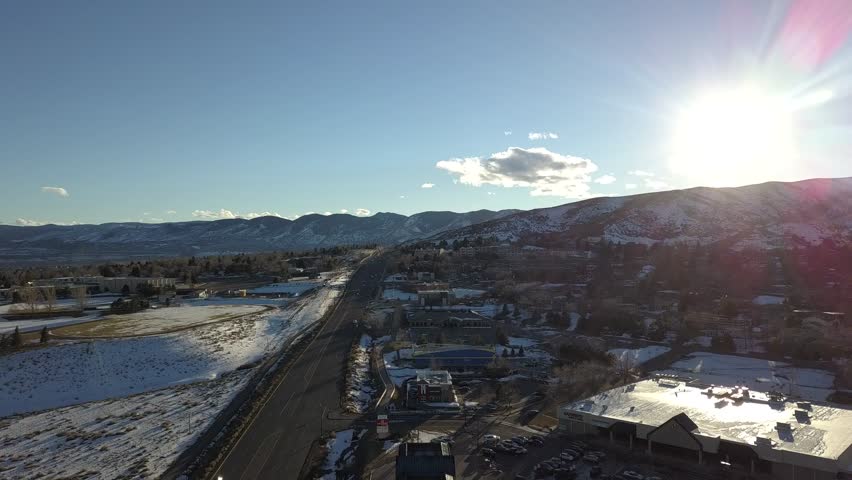 A scan over a Denver suburb at sunset