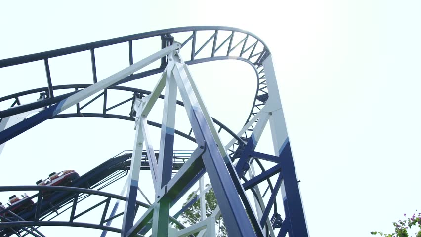 Roller Coaster Ride Working Amusement Park Stock Footage Video