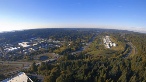 Woodinville Washington Rural Freeway Aerial in Fall Season