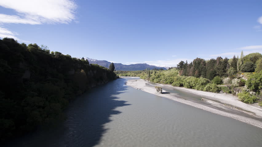 Timelapse beautiful day at Shotover River, New Zealand.