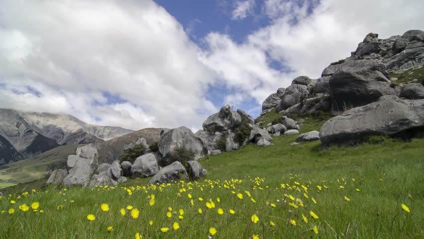 Timelapse Castle Hill Conservation Area or Kura Tawhiti, Arthur