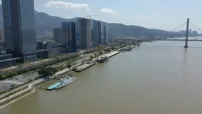 4K aerial view footage of Fuzhou city in China