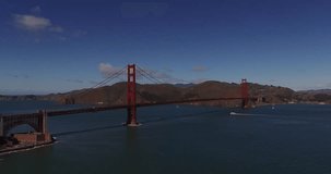 Aerial Dolly of Golden Bridge in San Francisco Forward, California. Blue skies in California. (Drone) by Airlfow Creations (Giovanni Castilhos)
