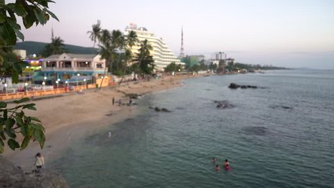 Phu Quoc, Vietnam- circa january 2019: View on the Long beach in Duong Dong city