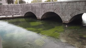 River Jadro in town Solin, Croatia. 4K Video