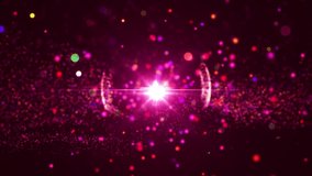 Background pink movement. Universe purple dust with stars on black background. Motion abstract of particles. VJ Seamless loop. 4k