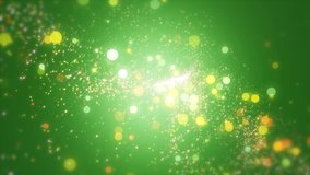 Background green movement. Universe green dust with stars on black background. Motion abstract of particles. VJ Seamless loop. 4k