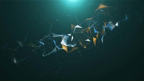 Abstract blue geometrical lines with moving triangles and dots on a black background. Loop animations. 4k