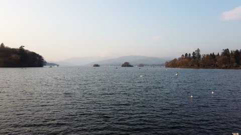 Lake Windermere from the town of Bowness-on-Windermere in South Lakeland, Cumbria, England