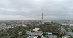 4K video resolution Uzbekistan Tashkent Aerial cityscape.