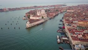 Venise from above at sunrise, in Italy