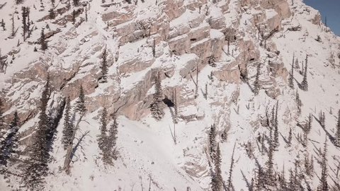 ARIEAL: 4K Drone shot of Caves in Canadian Rocky Mountains. Mountain Drone Ariel footage near Banff, Canmore, Jasper, Lake Louise, Canadian Rocky Mountains.