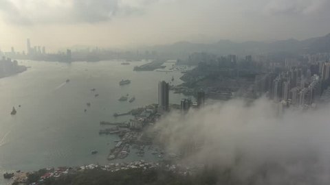 4k footage - Aerial view of Hong Kong City from Lei Yu Mun. 