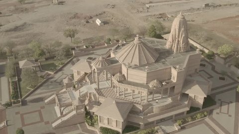 Ajmer - 04.02.2019: Nareli temple, India, 4k aerial ungraded/flat raw footage