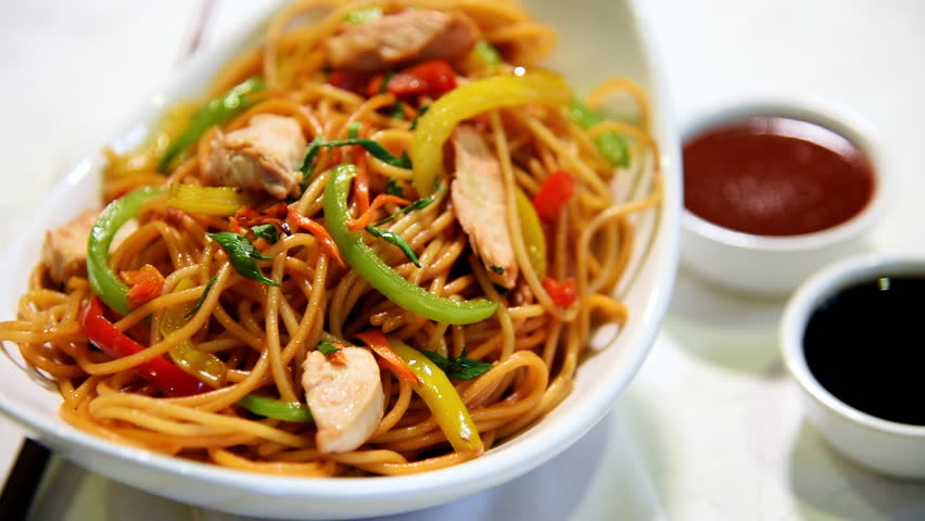 Chicken Hakkaschezwan Noodles Footage Video, Stock Footage Video (100%