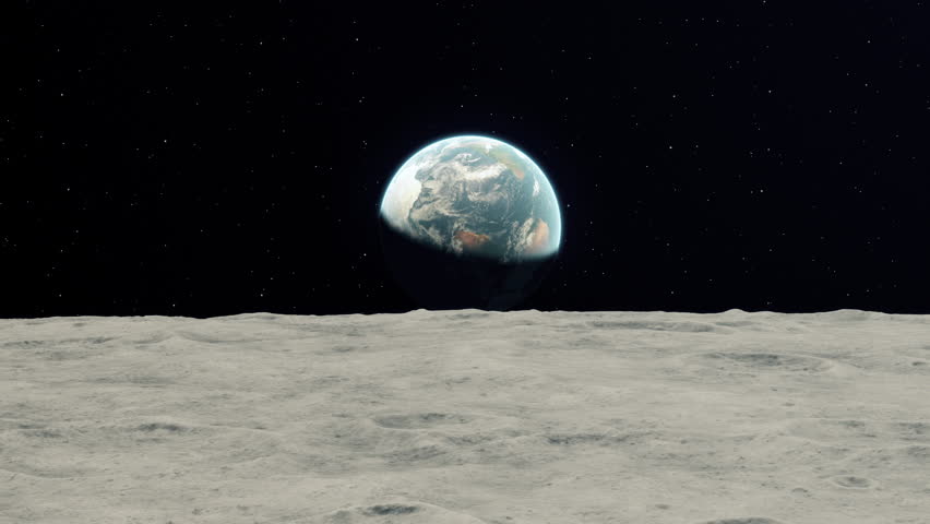 4k Realistic Earthrise From Moon Stock Footage Video 100
