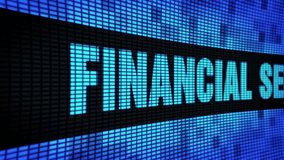 Financial Security Side Text Scrolling on Light Blue Digital LED Display Board Pixel Light Screen Looped Animation 4K Background. Sign Board, Blinking Light, Pixel Monitor, LED Wall Pannel - Powered by Shutterstock - Get 15% off with code: PIKWIZARD15