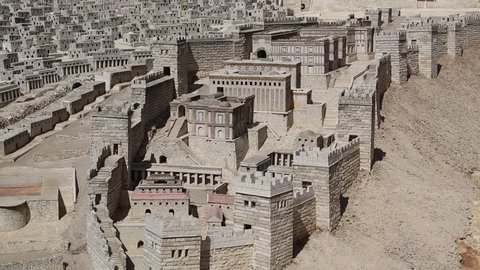 JERUSALEM, ISRAEL - OCTOBER 13, 2018: The Model of Jerusalem in the Second Temple Period.