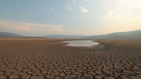 Water crisis, River and lake dry after climate change impact at Asia's summer