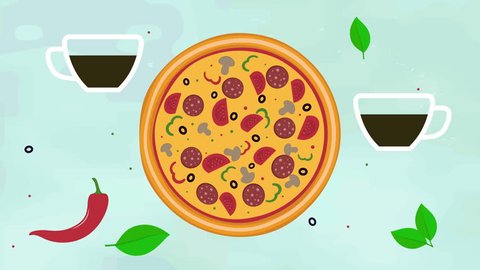 Cartoon Slice Of Pizza 2d Stock Video 100 Royaltyfri Shutterstock