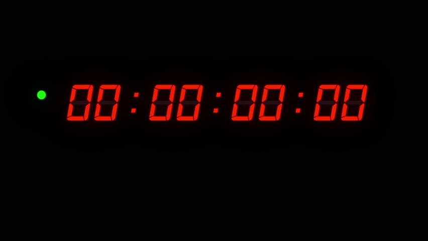 One minute of glowing led 24 fps timecode readout with red digits and green blinking dot on black background. | Shutterstock HD Video #1028259200