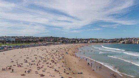 4K Time lapse video of the iconic Bondi Beach, Sydney, Australia