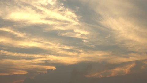 Cloud movement at beautiful sunset. Timelapse