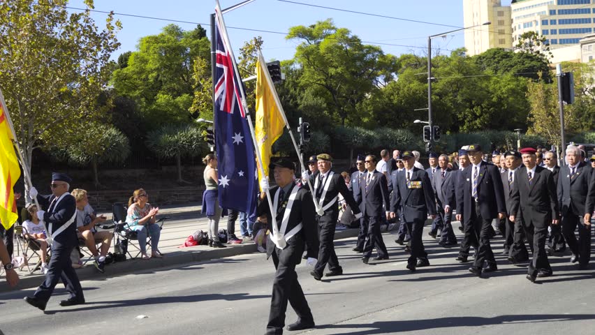 War Veterans Parade on Anzac Day 2019 Adelaide South Australia