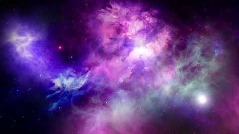 Space travel towards a nebula