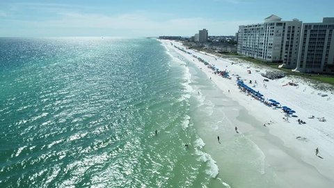 Aerial View of a Destin Beach with Glistening Water