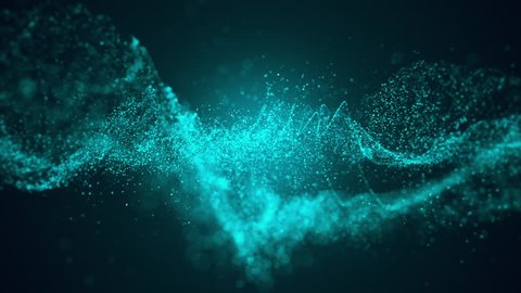 Abstract background with moving and flicker particles. Backdrop of bokeh. Animation of seamless loop. 