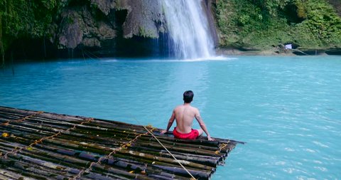 Tour at the Kawasan falls in Cebu, philippines, concept about nature and travel