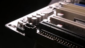 Macro view of PCI-E slots  on the motherboard,  slider shoot