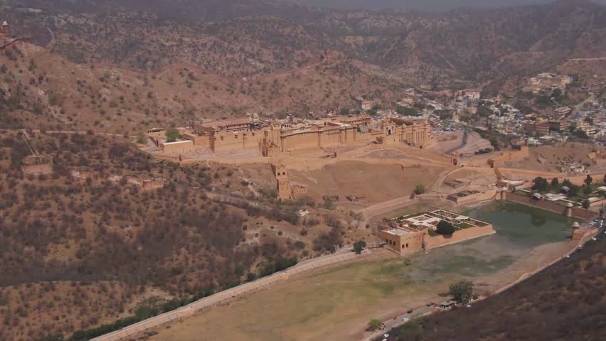 fort, Jaipur, aerial drone 4k video