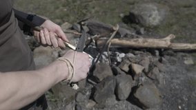 Skewer carving with knife. Picnic in the nature, fireplace in the background 4K stock video.
RAW footage for creators to color grade and control the look of your project.
