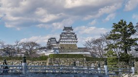 Time lapse of castle and clouds in Himeji, Japan.