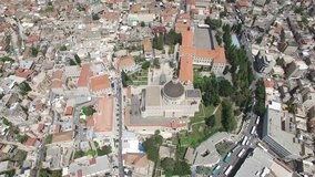 Aerial over Basilica of the Annunciation. Nazareth. 