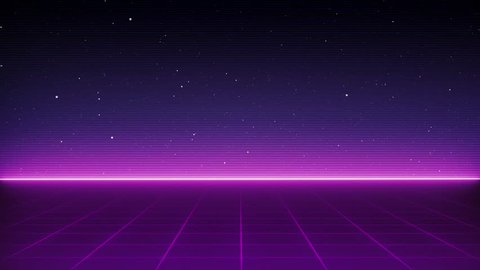 Retro Sci-Fi Background. Futuristic Grid landscape of the 80`s. Digital Cyber Surface. Suitable for design in the style of the 1980`s