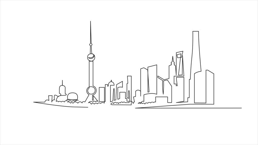 Self Drawing Animation of Shanghai Stock Footage Video (100% Royalty ...