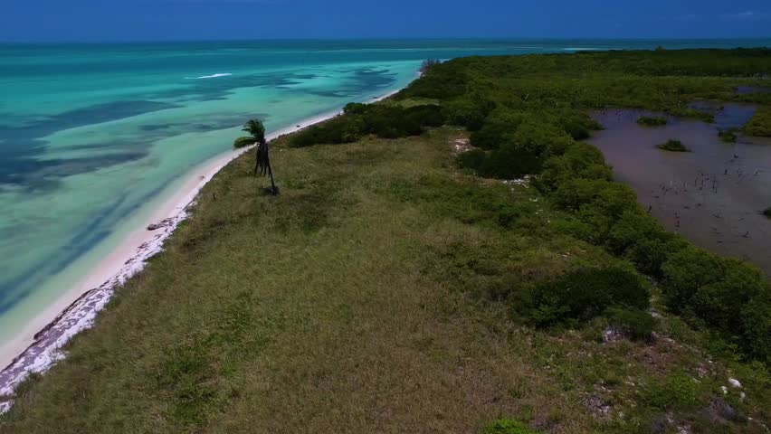 Boats & Yachts Anchored Off the Coast of Key West Florida Tropical Island, Beautiful Ocean Landscape by Aerial Drone