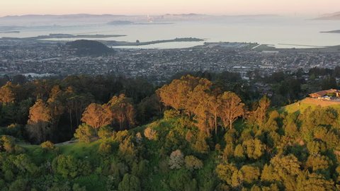 A wet winter has caused lush growth in the East Bay hills surrounding San Francisco Bay. Much of the year this region is quite dry and the hills appear golden rather than vibrant green.
