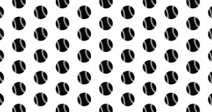 Black baseball icons background clip motion backdrop video in a seamless repeating loop.  Black and white sports team themed baseballs icon pattern background high definition motion video clip
