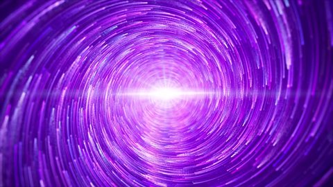 Purple dream spiral starry galaxy is spectacular motion. Purple particle light stripe rotating convergence, Galaxy space starry sky movement, beautiful wedding video, stage performance ceremony.