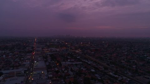Melbourne City Aerial Sunset Evening 4K