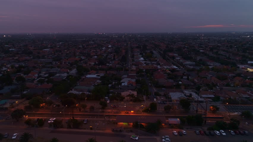 Melbourne City Aerial Sunset Evening 4K