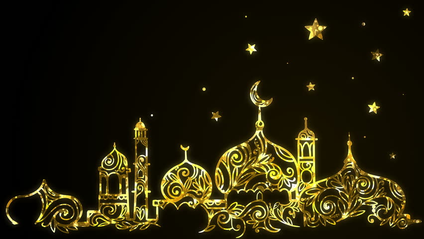 Ramadan Background with Mosque, Crescent Stock Footage Video (100%