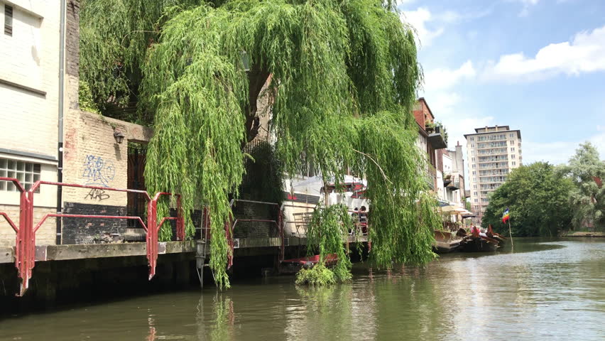 A beautiful shot of the scenery from the canals in Ghent Belgium