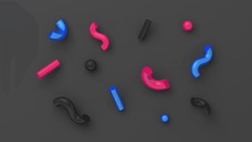Abstract 3d animation of composition with random shapes, modern background, motion design, 4k seamless looped video